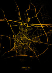 Novara City, Italy Map - Novara City Maps Gold Poster Wall Art Home Decor Ready to Printable	
