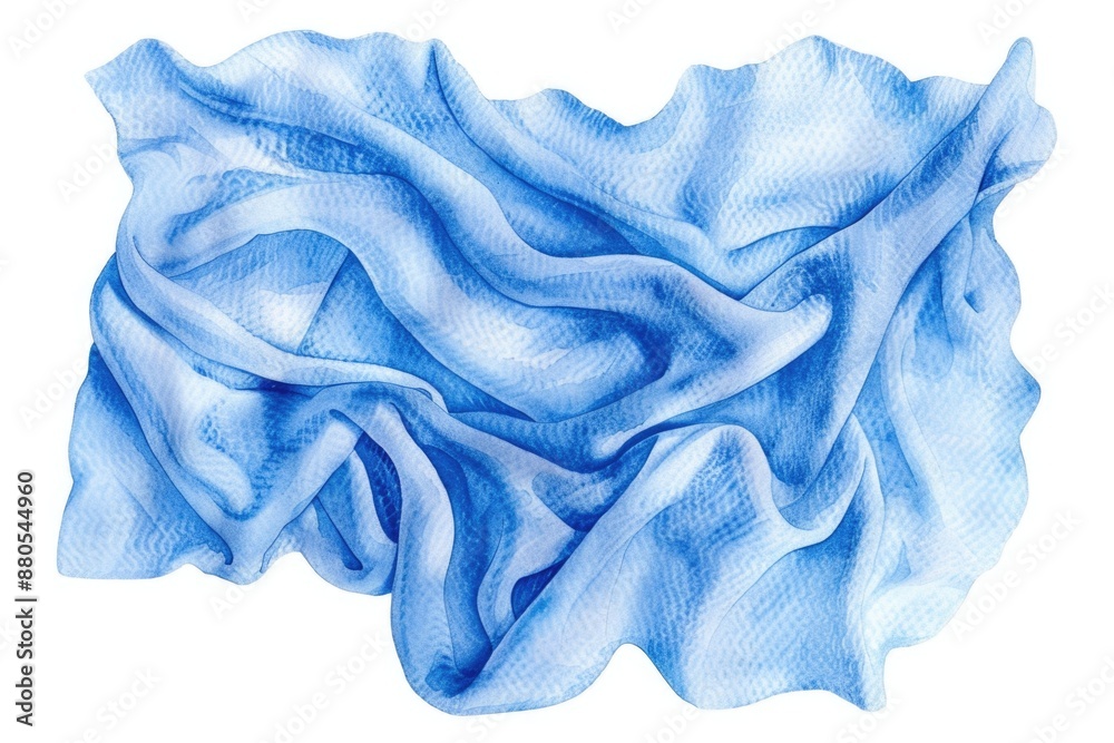 Poster A close up of a blue cloth on a plain white background, suitable for use in designs where a pop of color is needed
