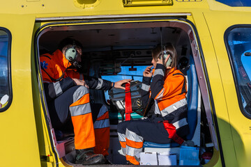 Paramedics sited inside the rescue helicopter © Martin