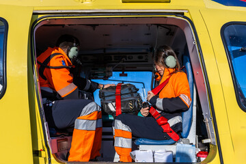 Paramedics sited inside the rescue helicopter © Martin