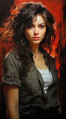 Fototapeta premium A Sketch Painting Of A Beautiful Women Portrait Gungy Style