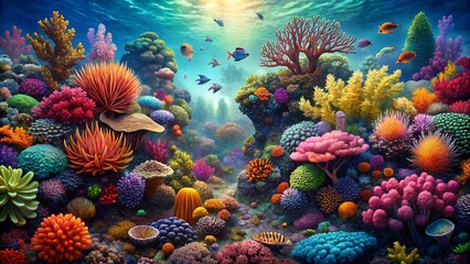 Fototapeta premium underwater view has a Beautiful colorful coral 