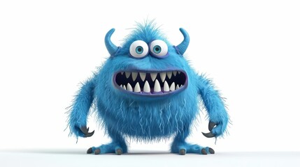 Obraz premium 3D blue monster expressive cartoon style character