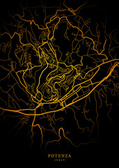 Pozzuoli City, Italy Map - Pozzuoli City Maps Gold Poster Wall Art Home Decor Ready to Printable	
