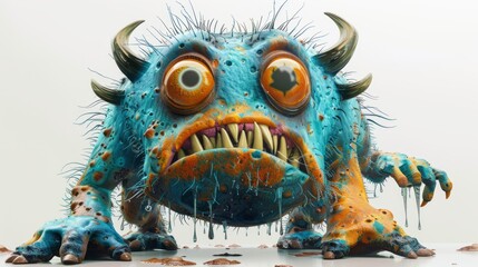 3D monster expressive cartoon style character