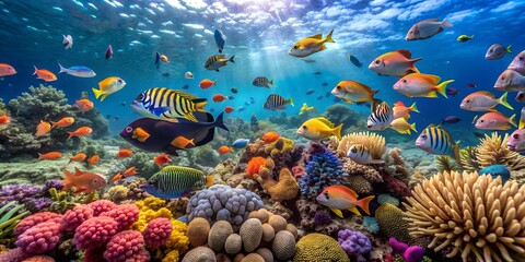 Naklejka premium underwater view has a Beautiful colorful coral 