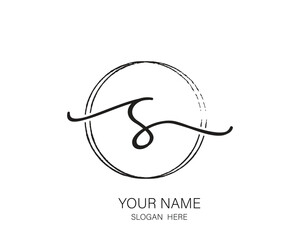 S initial letter handwriting logo design ,signature logo template,beauty initial with circle design