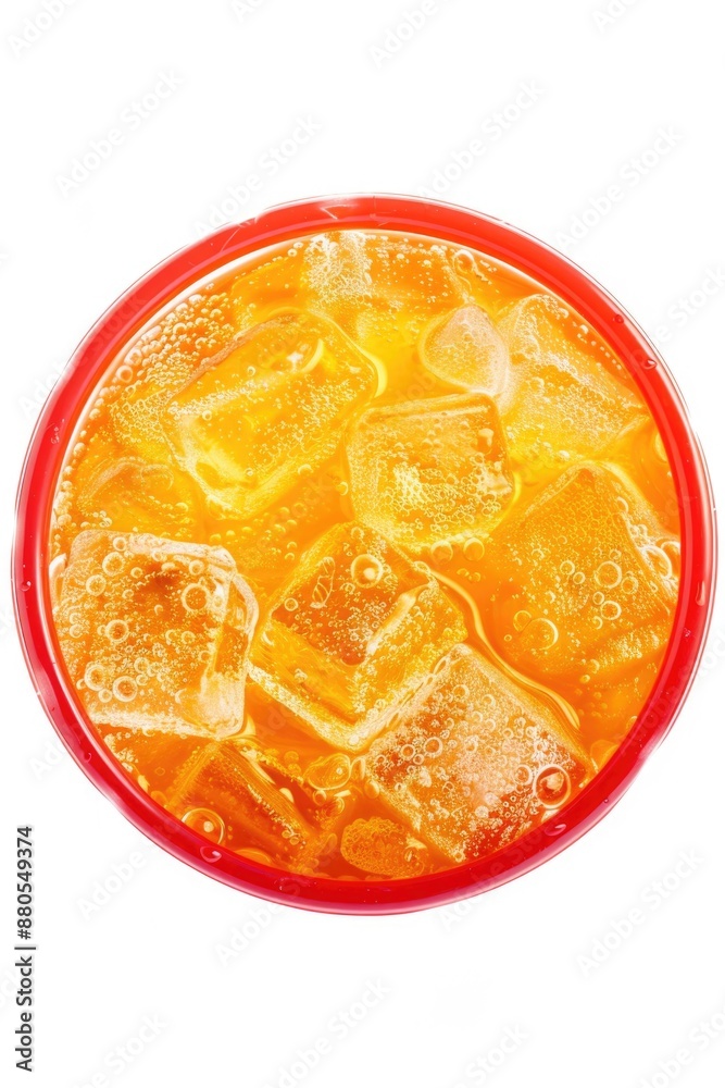 Poster a glass filled with fizzy soda and ice cubes, perfect for hot summer days or a refreshing drink anyt