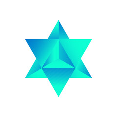 Vector Stellated Octahedron, also called Stella octangula, and Polyhedra Hexagon, geometric polyhedral compounds on a white background with a gradient for game, icon, logo, mobile, ui, web.
