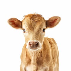 Small Brown Cow Standing on Top of White Floor