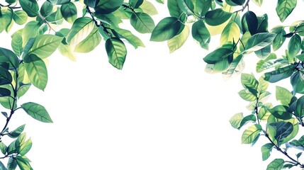 Fototapeta premium Vibrant Verdant Leaf Branch Page Design with Blank Space for Mockup