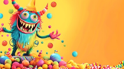 Fototapeta premium cute halloween party monster