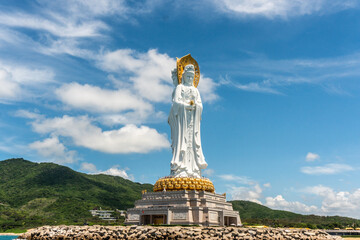 SANYA, HAINAN, CHINA Buddhist deity statue view from the sea