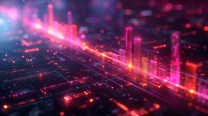 A three-dimensional line graph and bar graph, infographic