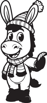 recommend clip art: A beautiful funny donkey line art vector design.