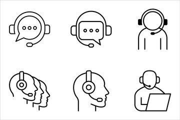 headphones icon set. Customer Support Icon set vector illustration on white background