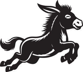 A beautiful funny donkey jumping vector design.