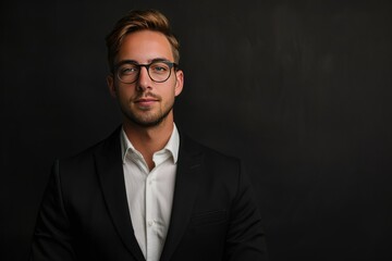 Man in Suit and Glasses Posing for Picture