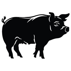 Pig graphic icon. Pig black silhouette isolated on white background. Vector illustration