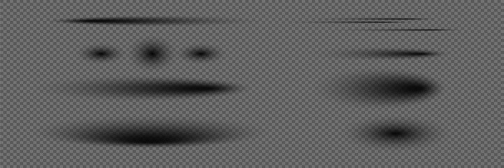 Set of realistic shadows on a transparent background.