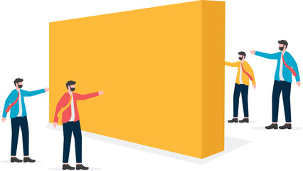 Businessman is separated by wall, vector illustration

