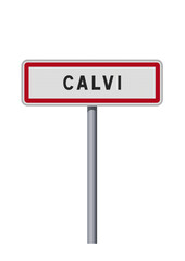 Panneau d'entr&eacute;e de la ville de Calvi (Haute-Corse) en vectoriel