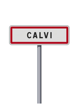 Panneau d'entr&eacute;e de la ville de Calvi (Haute-Corse) en vectoriel