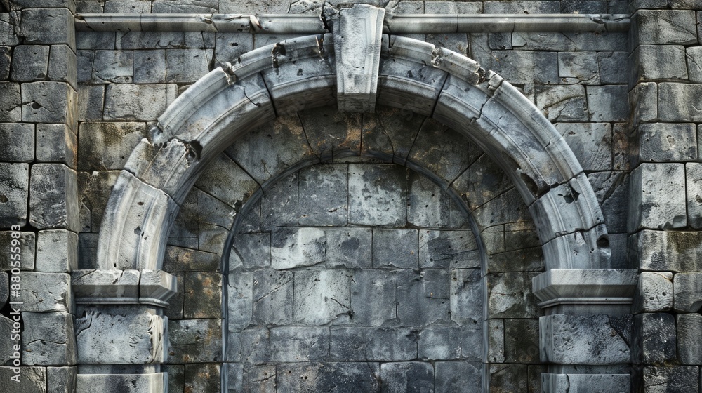Poster a stone arch with a clock at the top