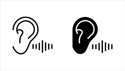 Ear vector icon set, listening symbol. flat design for web or mobile app vector illustration on white background