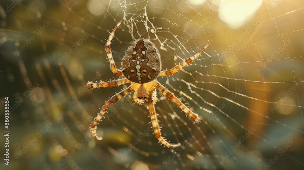Aufkleber A macro shot of a spider weaving its intricate web.