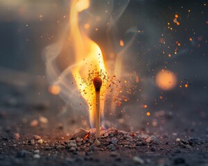 Matchstick sparking, signifying the commencement of a noteworthy sequence of events