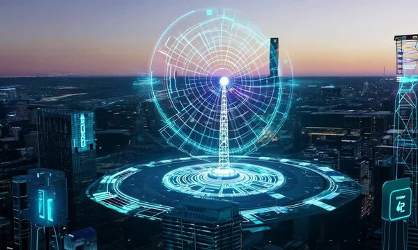 Smart city and communication network concept. 5G. 