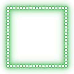Neon square dotted glowing frames isolated on transparent background
