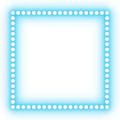 Neon square dotted glowing frames isolated on transparent background