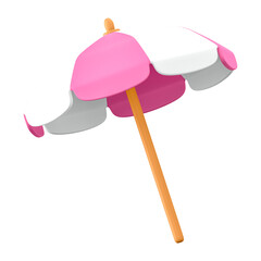 Beach umbrella png sticker, summer 3D cartoon transparent background