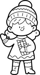 Children wearing cute Christmas outfits cute christmas card decoration hand painted christmas party illustration