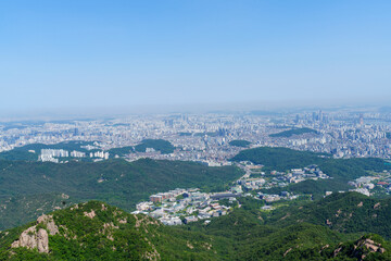 Scenic view of Mt.Gwanaksan against sky
