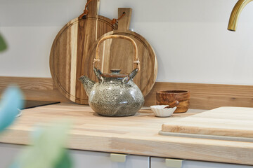 still life with a teapot in the kitchen 