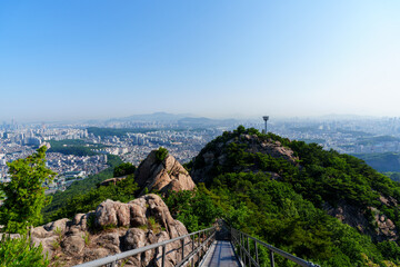 Scenic view of Mt.Gwanaksan against sky