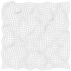 Grid, mesh, lattice with distort, deform effect. Distortion, deformation array of lines - Stock vector illustration, Clip art graphics