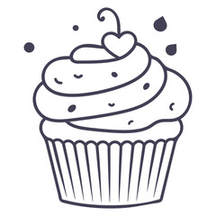 A cute cupcake with a heart-shaped topping and sprinkles