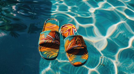 Naklejka premium Poolside summer slippers