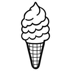 A black and white illustration of an ice cream cone