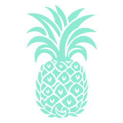 A mint green pineapple with a stylized, geometric pattern