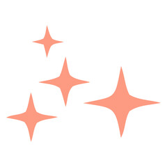 Peach-colored stars floating on a white background