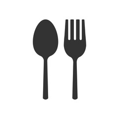 Spoon and fork icon isolated vector illustration.