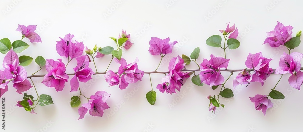 Poster bougainvillea flowers isolated on a white background with copy space image emphasizing a floral patt