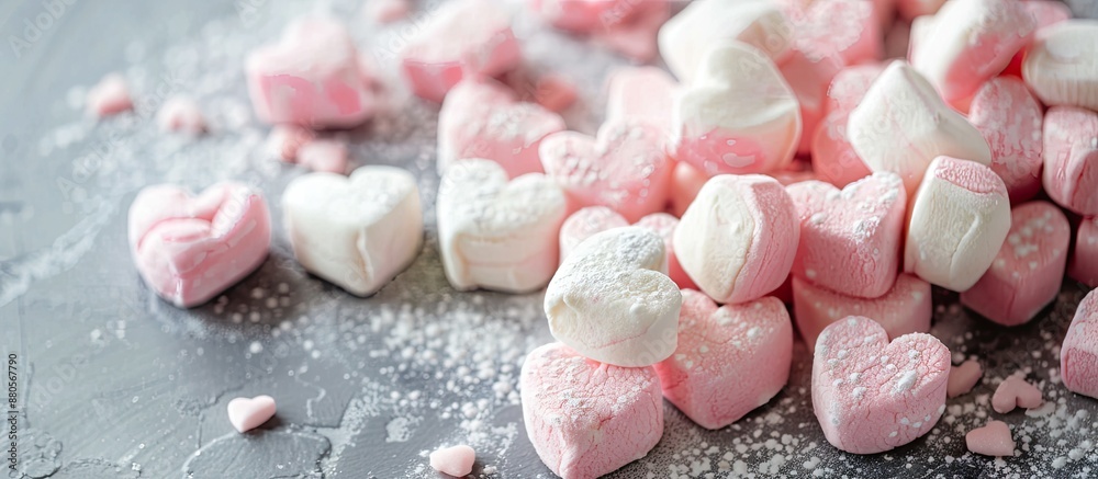 Poster heart shaped marshmallows perfect for valentine s day with copy space image