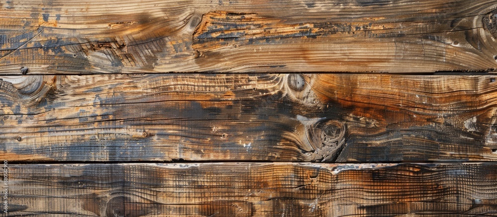 Poster rustic brown wooden plank with a weathered appearance stains cracks and an aged texture perfect for 
