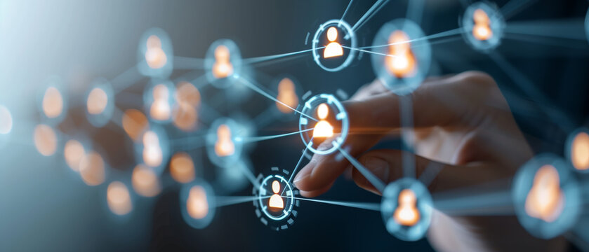 Diverse group of people connected by digital links, symbolizing global internet community, global connection,internet communication